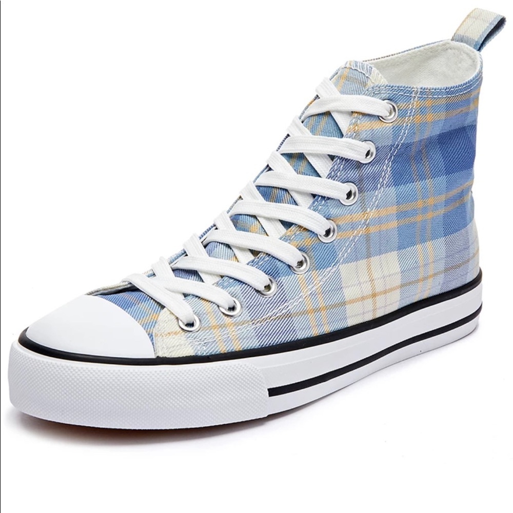 Shamrock Athletics Women Canvas Shoes Light Blue Plaid